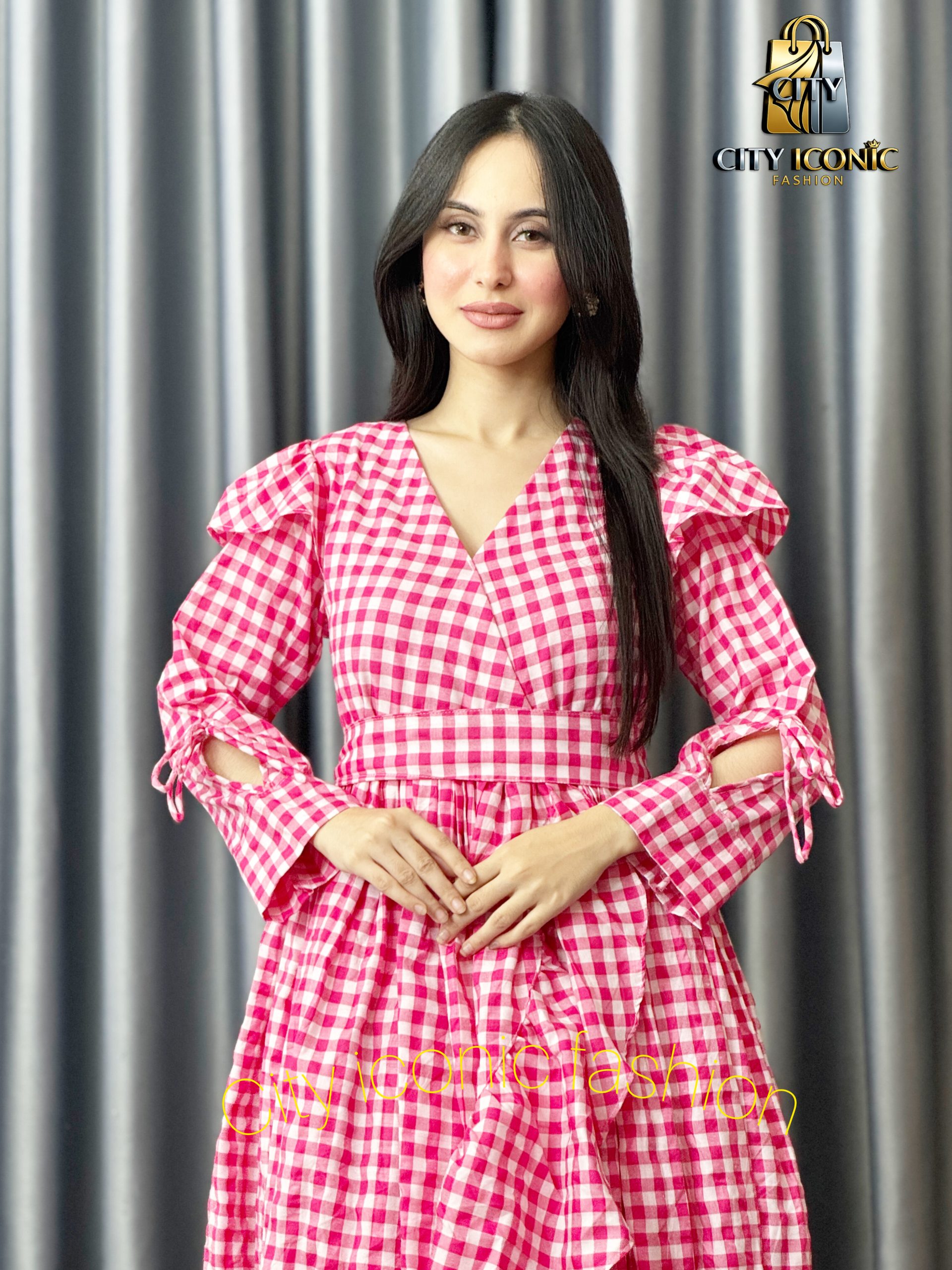 Full Sleeve Ruffle Dress (Pink) - Image 2