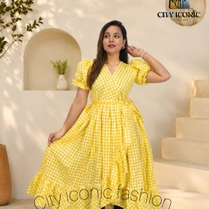 Half Sleeve Ruffle Dress (Yellow)